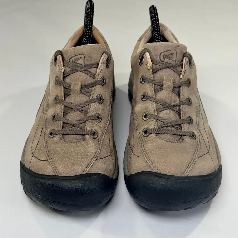 Keen Toyah Shoe Womens 9 Grey Brown Leather Walking Hiking Comfort Trail Outdoor